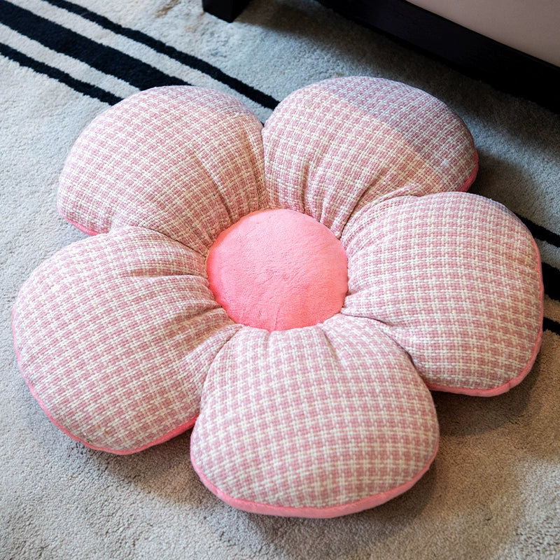 Cute Black & White Flower Power Pillow - Perfect for Office Chair or Car Seat