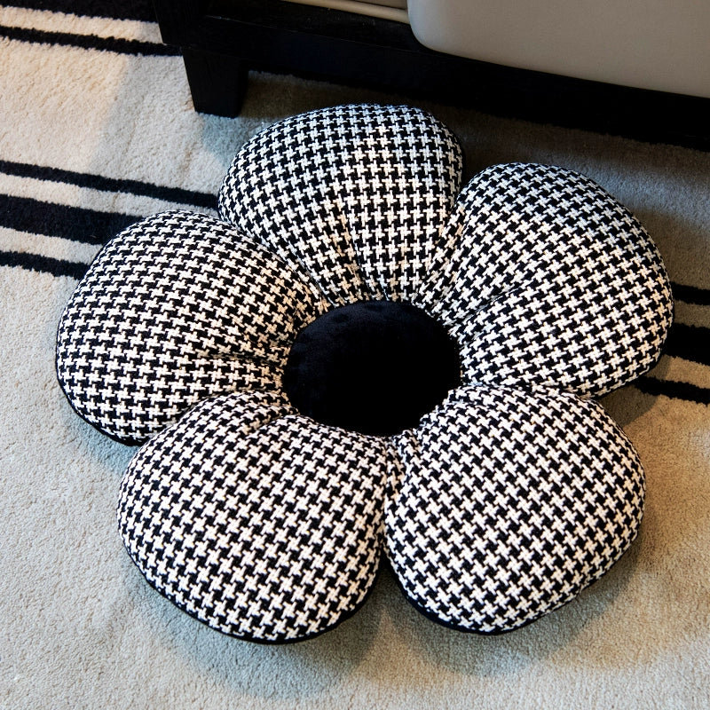 Cute Black & White Flower Power Pillow - Perfect for Office Chair or Car Seat