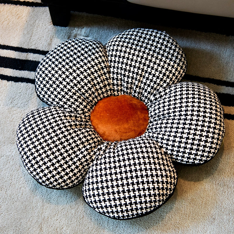 Cute Black & White Flower Power Pillow - Perfect for Office Chair or Car Seat