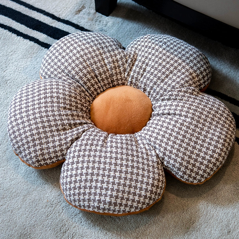 Cute Black & White Flower Power Pillow - Perfect for Office Chair or Car Seat