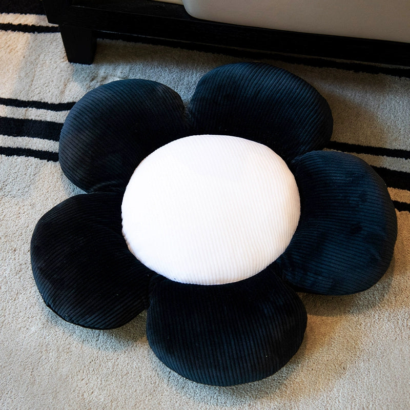 Cute Black & White Flower Power Pillow - Perfect for Office Chair or Car Seat