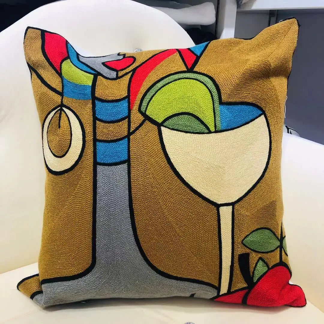 Finni's De Cojin Picasso Abstract Embroidered Pillow Cover