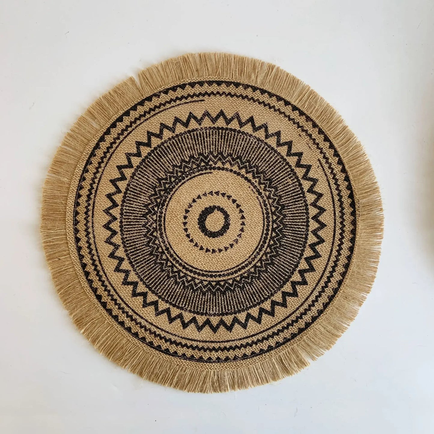 Jenny's Jute Burlap Woven Placemats with Fringe