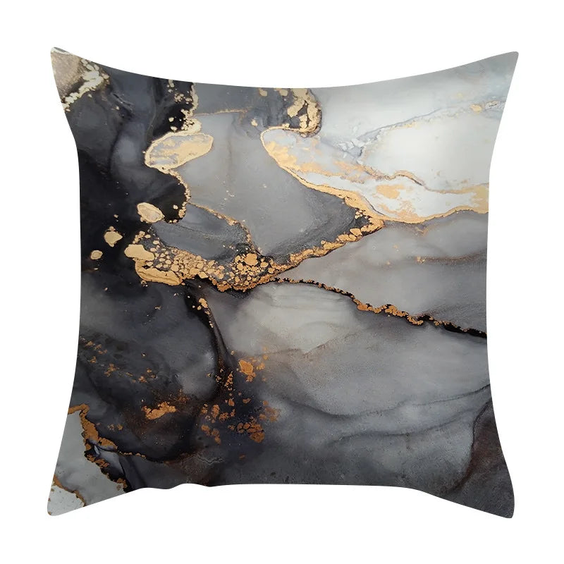 Beth's Abstract Marble Quicksand Gold Foil Pillows