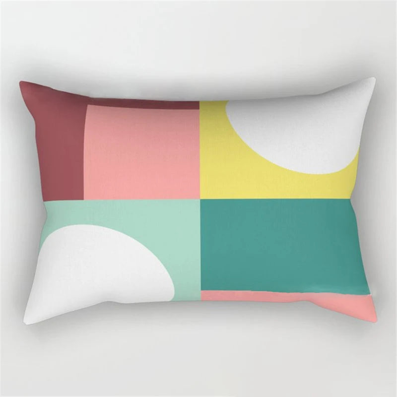 Geo's Fun Rainbow Abstract Bolster Pillows - Vibrant & Unique Decor