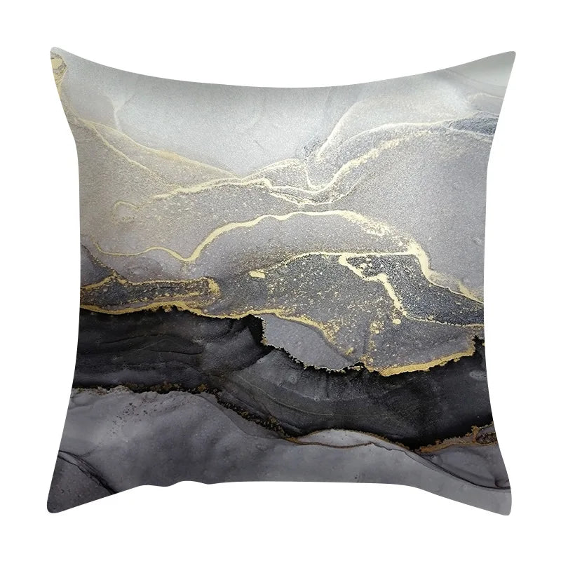 Beth's Abstract Marble Quicksand Gold Foil Pillows