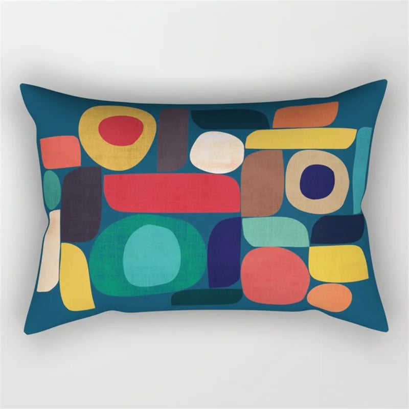 Geo's Fun Rainbow Abstract Bolster Pillows - Vibrant & Unique Decor