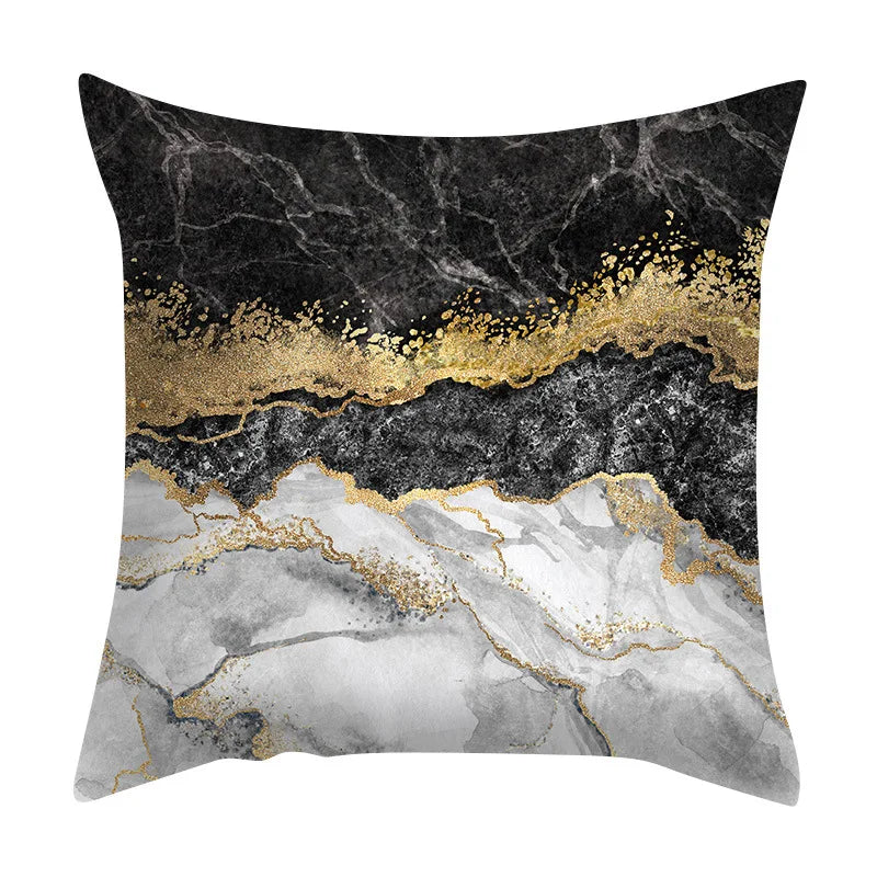 Beth's Abstract Marble Quicksand Gold Foil Pillows