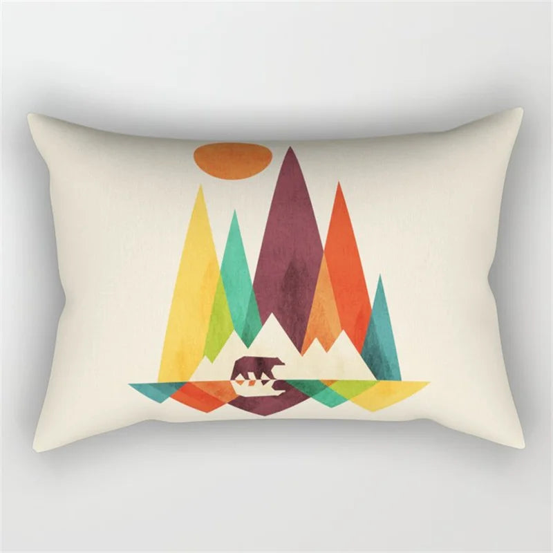 Geo's Fun Rainbow Abstract Bolster Pillows - Vibrant & Unique Decor