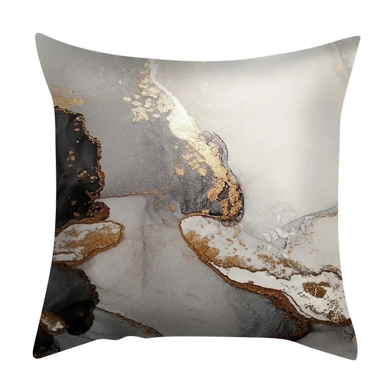 Beth's Abstract Marble Quicksand Gold Foil Pillows
