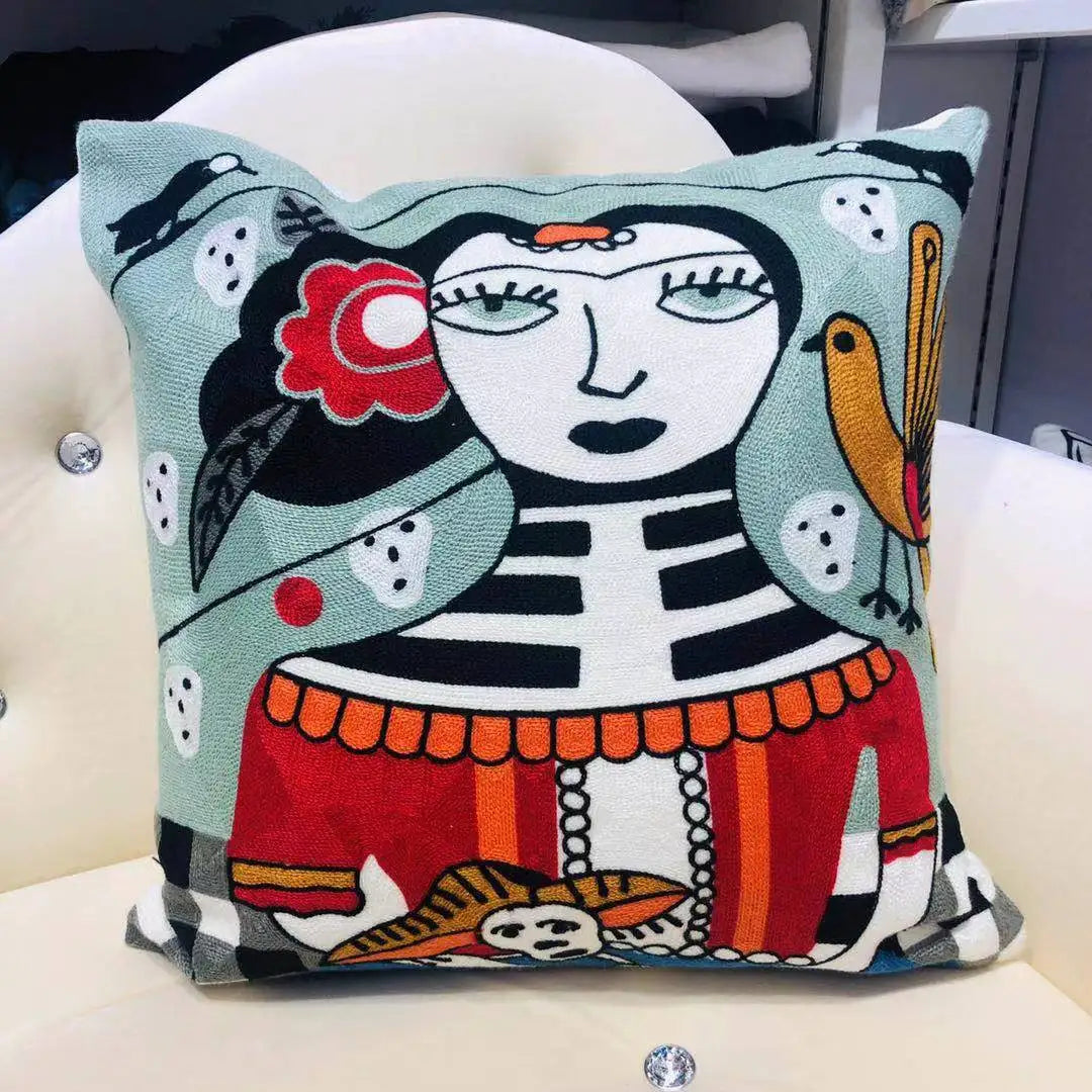 Finni's De Cojin Picasso Abstract Embroidered Pillow Cover