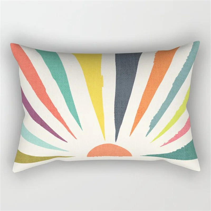 Geo's Fun Rainbow Abstract Bolster Pillows - Vibrant & Unique Decor