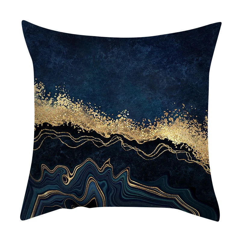 Beth's Abstract Marble Quicksand Gold Foil Pillows