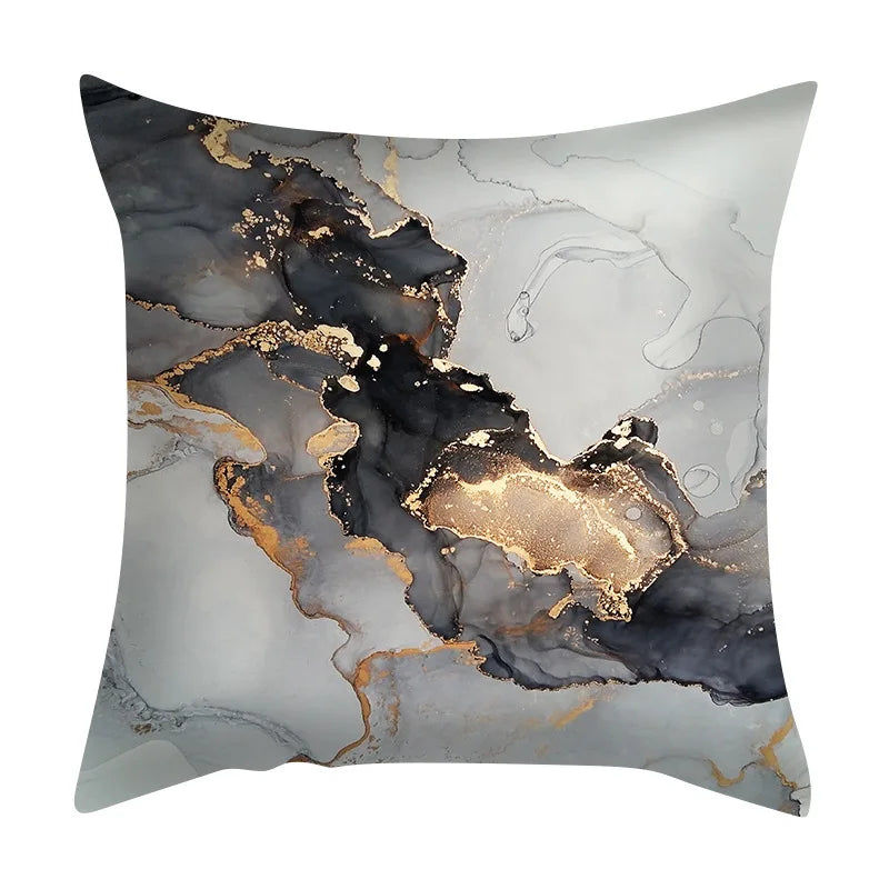 Beth's Abstract Marble Quicksand Gold Foil Pillows