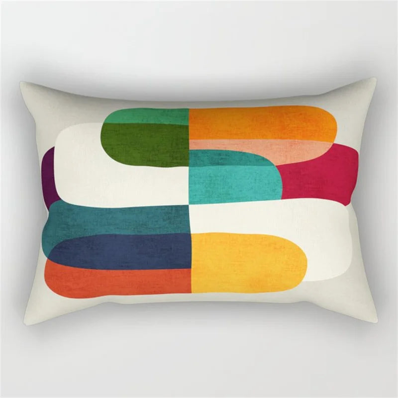 Geo's Fun Rainbow Abstract Bolster Pillows - Vibrant & Unique Decor