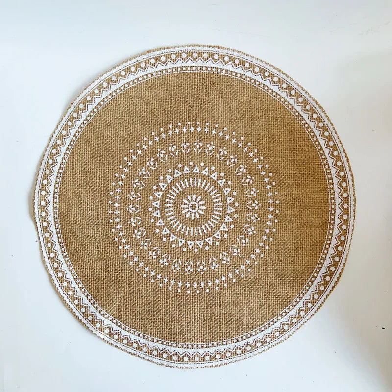 Jenny's Jute Burlap Woven Placemats with Fringe