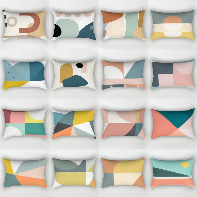 Geo's Fun Rainbow Abstract Bolster Pillows - Vibrant & Unique Decor