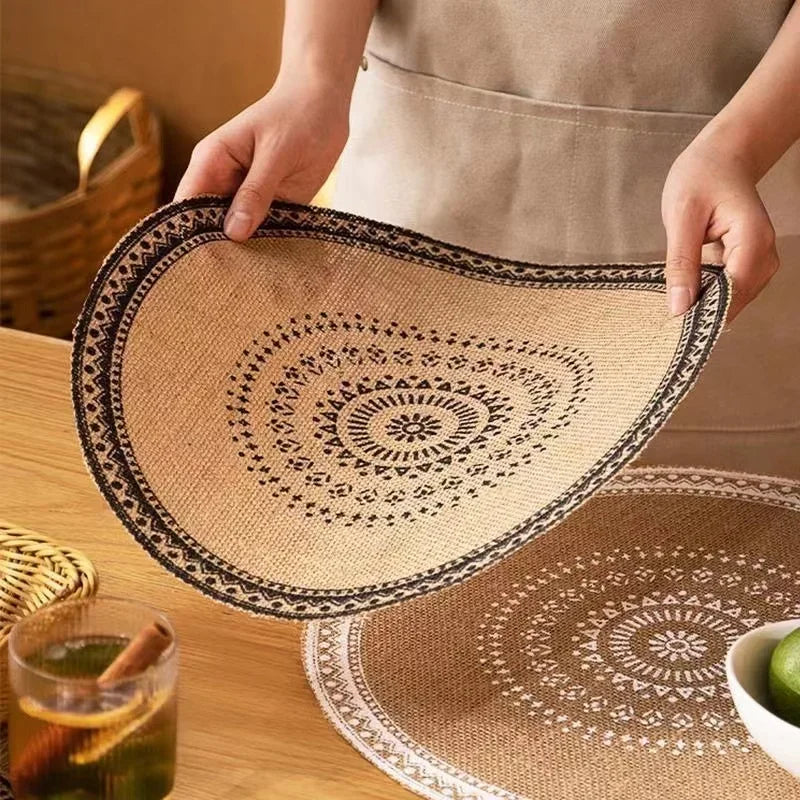 Jenny's Jute Burlap Woven Placemats with Fringe