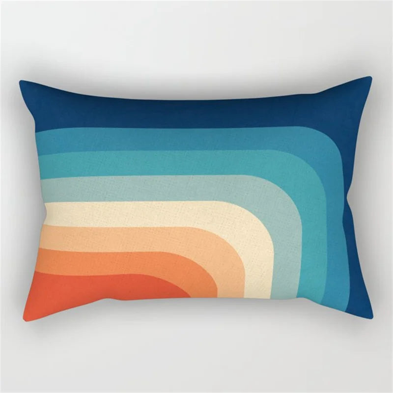Geo's Fun Rainbow Abstract Bolster Pillows - Vibrant & Unique Decor