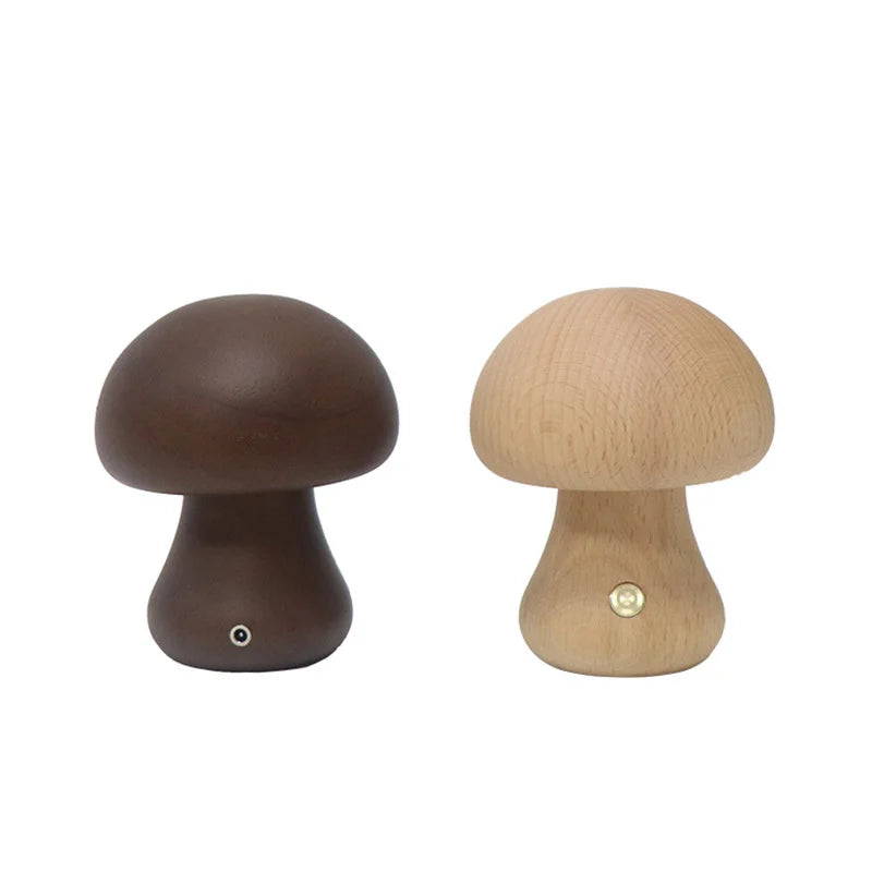 Cute Wooden Mushroom Lamp for Moody Atmosphere Vibes