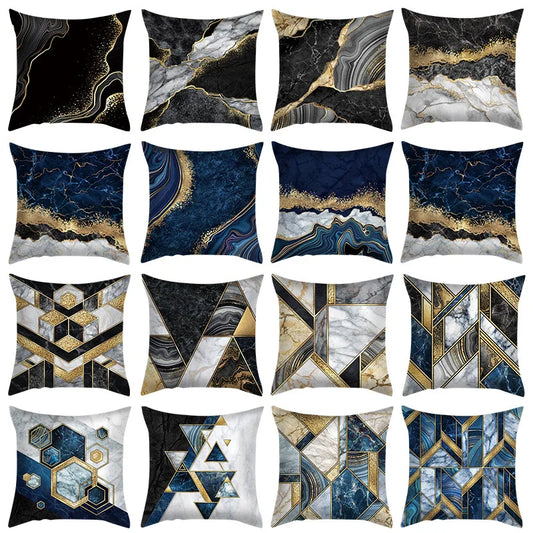 Beth's Abstract Marble Quicksand Gold Foil Pillows
