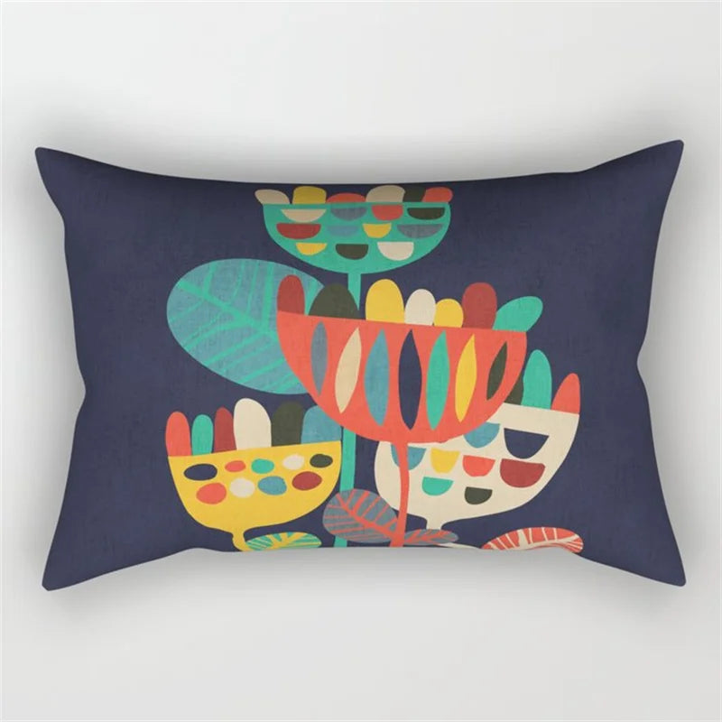 Geo's Fun Rainbow Abstract Bolster Pillows - Vibrant & Unique Decor