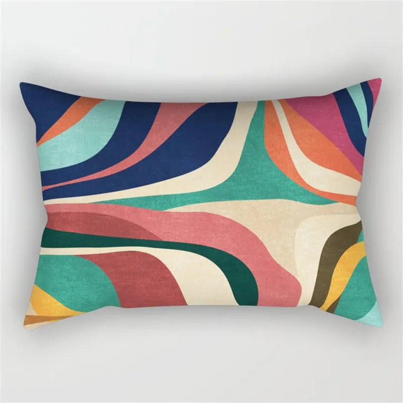 Geo's Fun Rainbow Abstract Bolster Pillows - Vibrant & Unique Decor