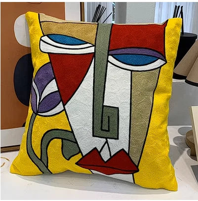 Finni's De Cojin Picasso Abstract Embroidered Pillow Cover