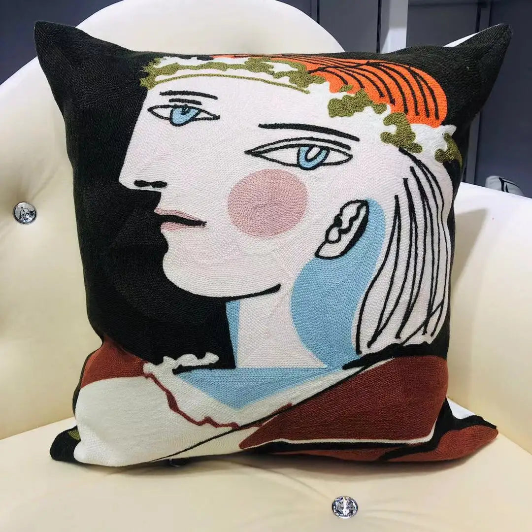 Finni's De Cojin Picasso Abstract Embroidered Pillow Cover