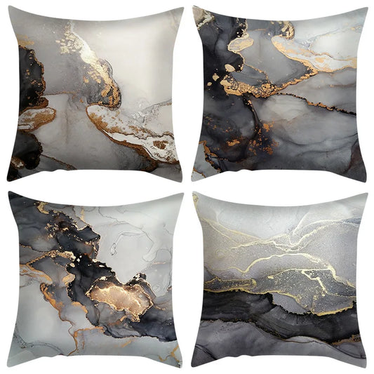 Beth's Abstract Marble Quicksand Gold Foil Pillows