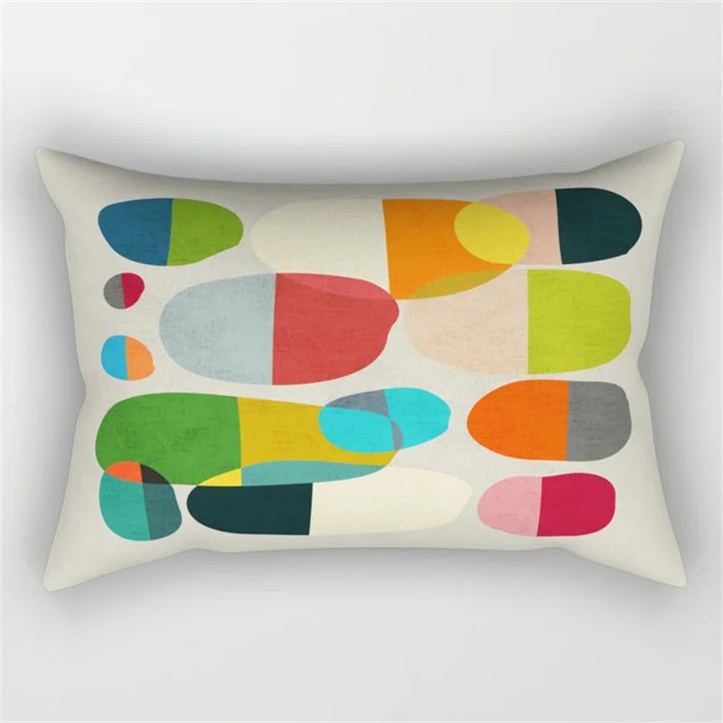 Geo's Fun Rainbow Abstract Bolster Pillows - Vibrant & Unique Decor