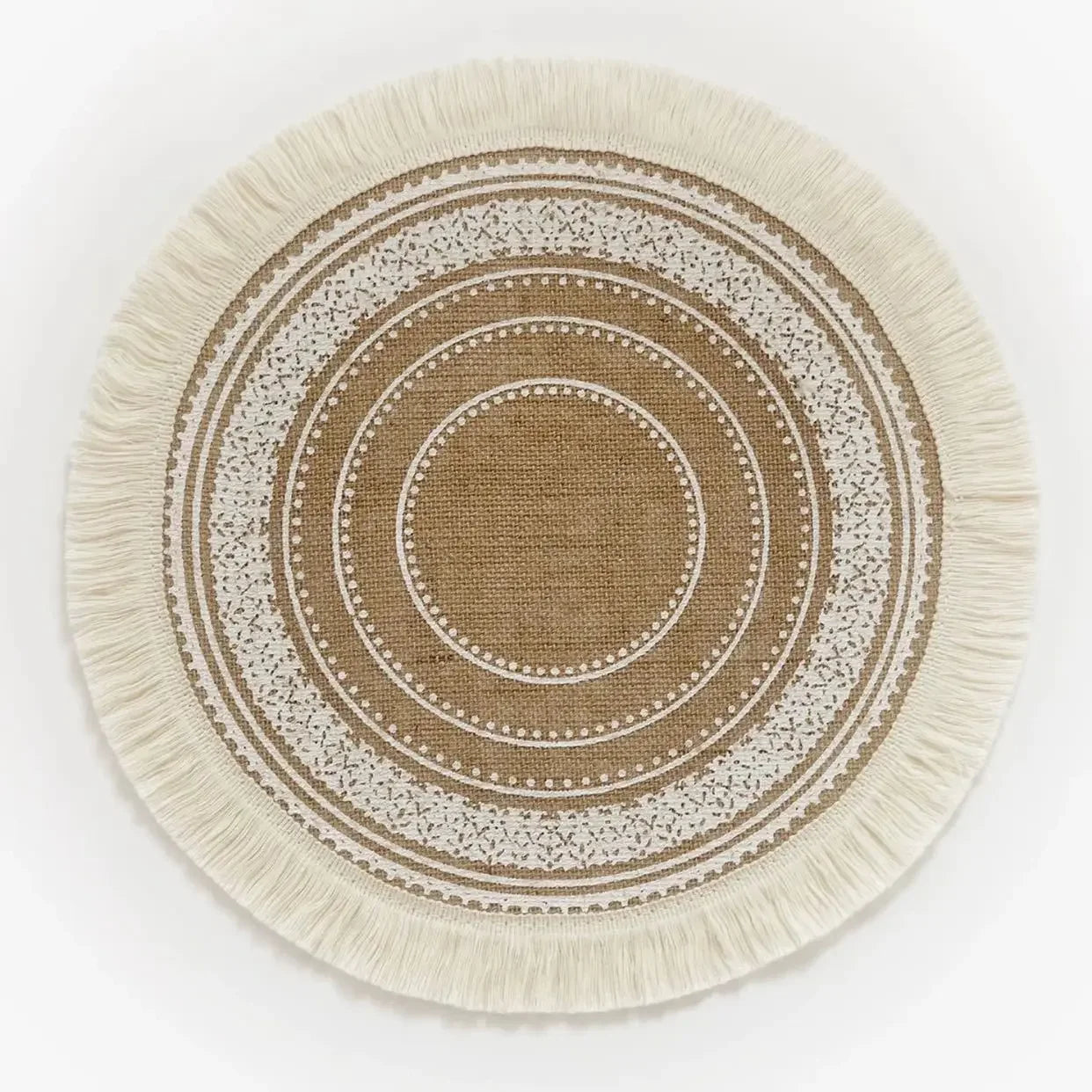 Jenny's Jute Burlap Woven Placemats with Fringe