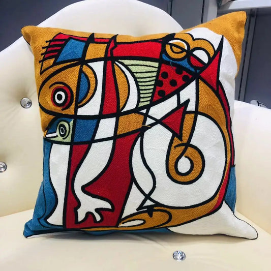 Finni's De Cojin Picasso Abstract Embroidered Pillow Cover