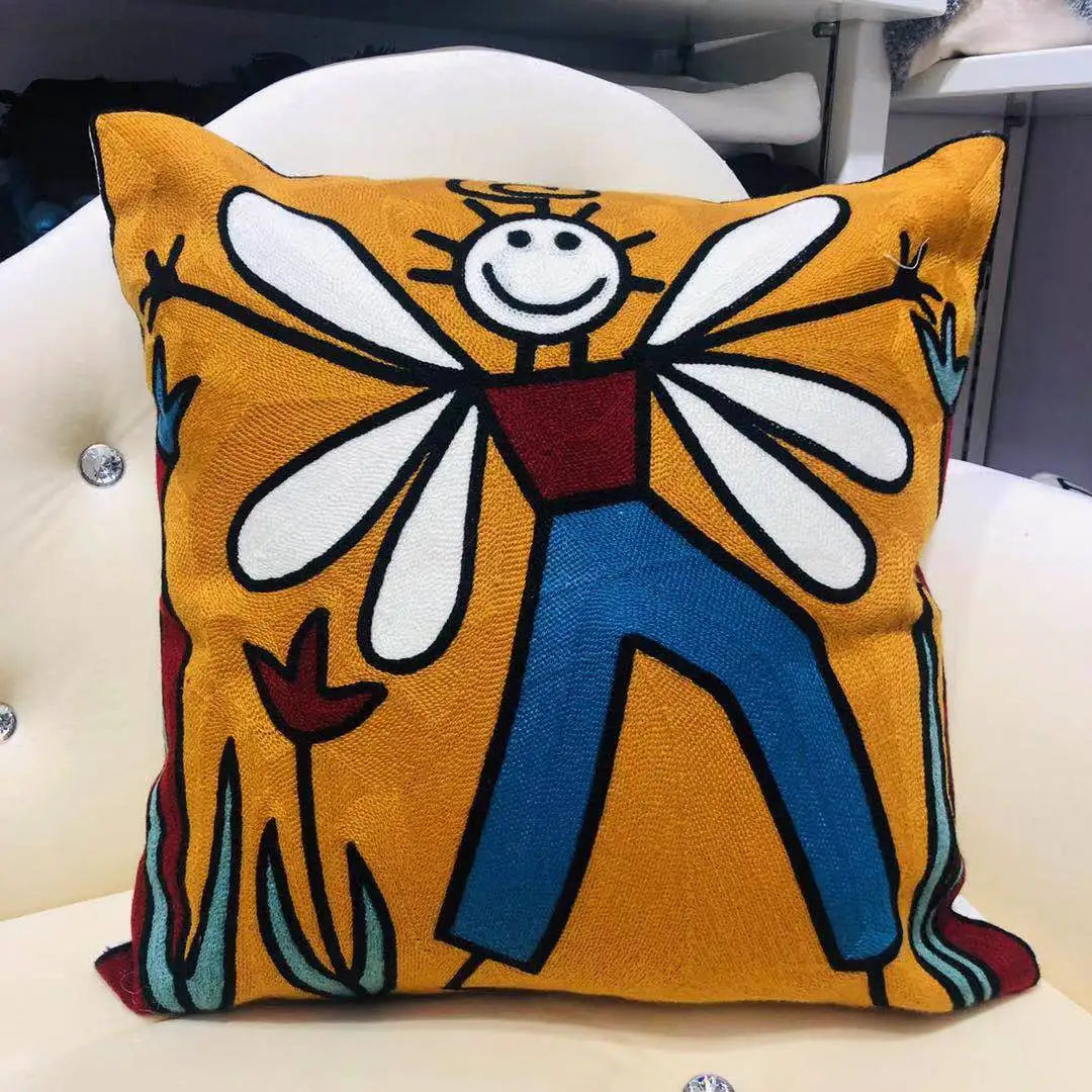 Finni's De Cojin Picasso Abstract Embroidered Pillow Cover