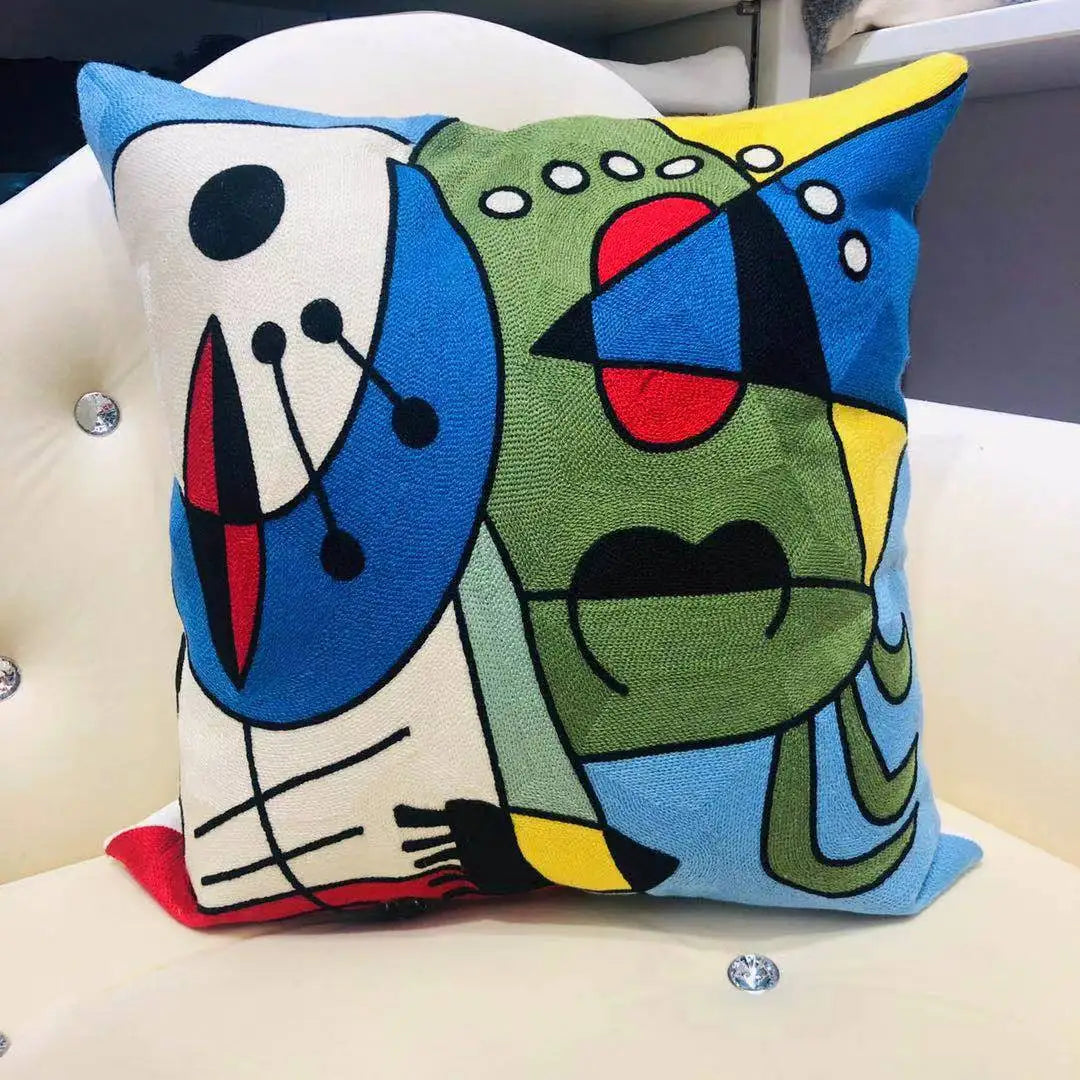 Finni's De Cojin Picasso Abstract Embroidered Pillow Cover