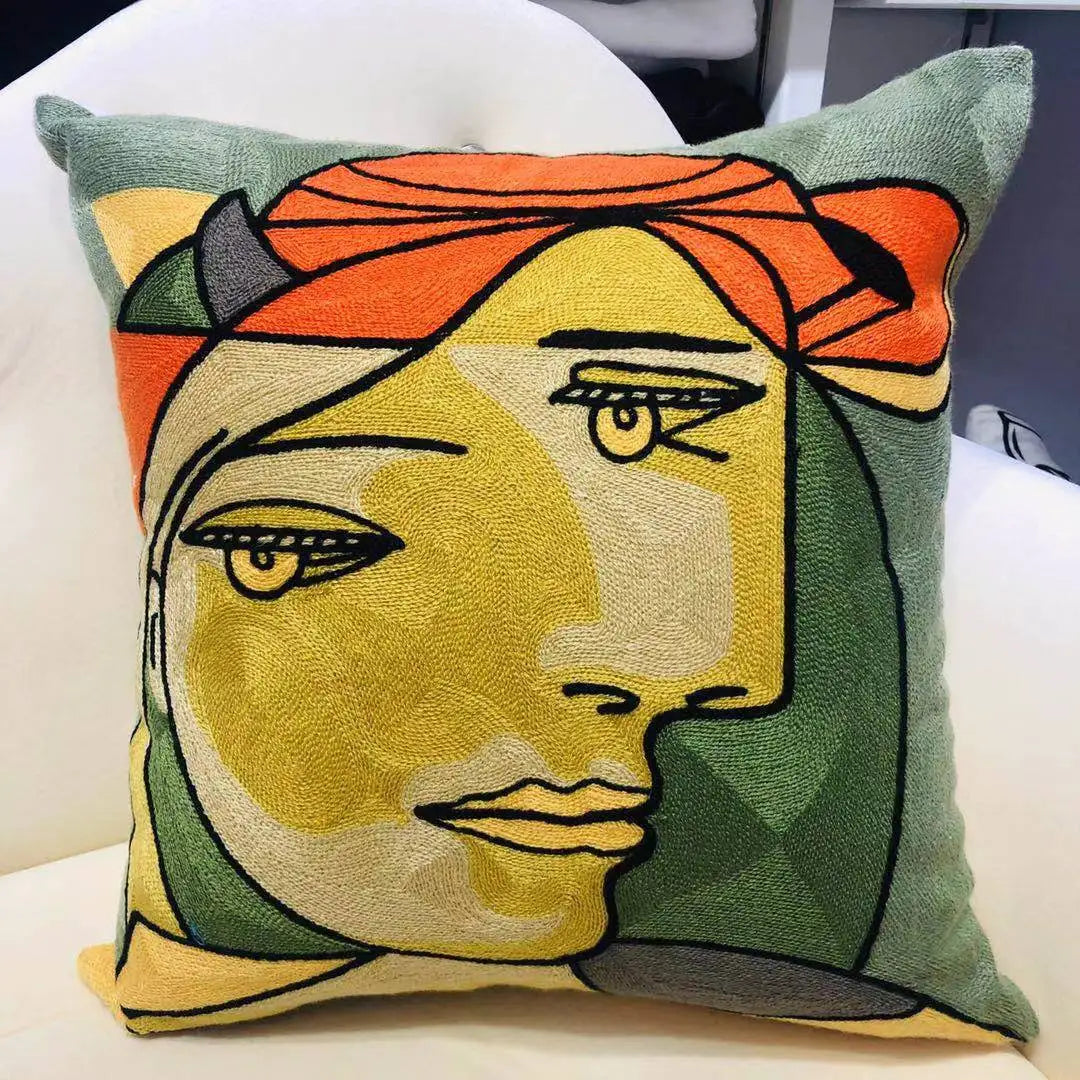 Finni's De Cojin Picasso Abstract Embroidered Pillow Cover