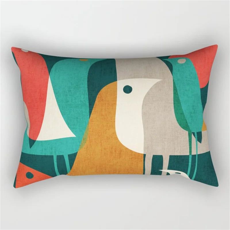 Geo's Fun Rainbow Abstract Bolster Pillows - Vibrant & Unique Decor