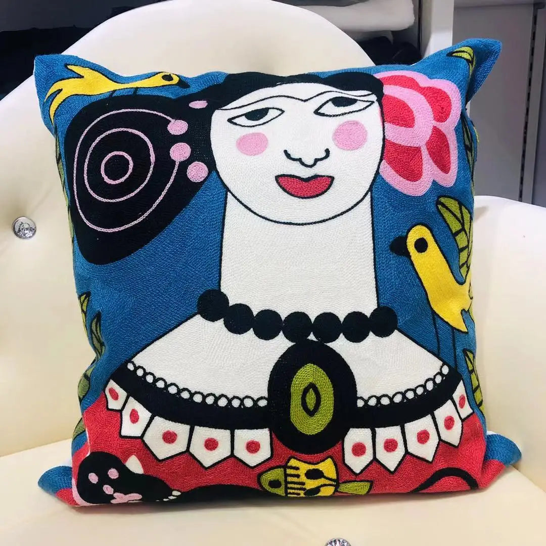 Finni's De Cojin Picasso Abstract Embroidered Pillow Cover
