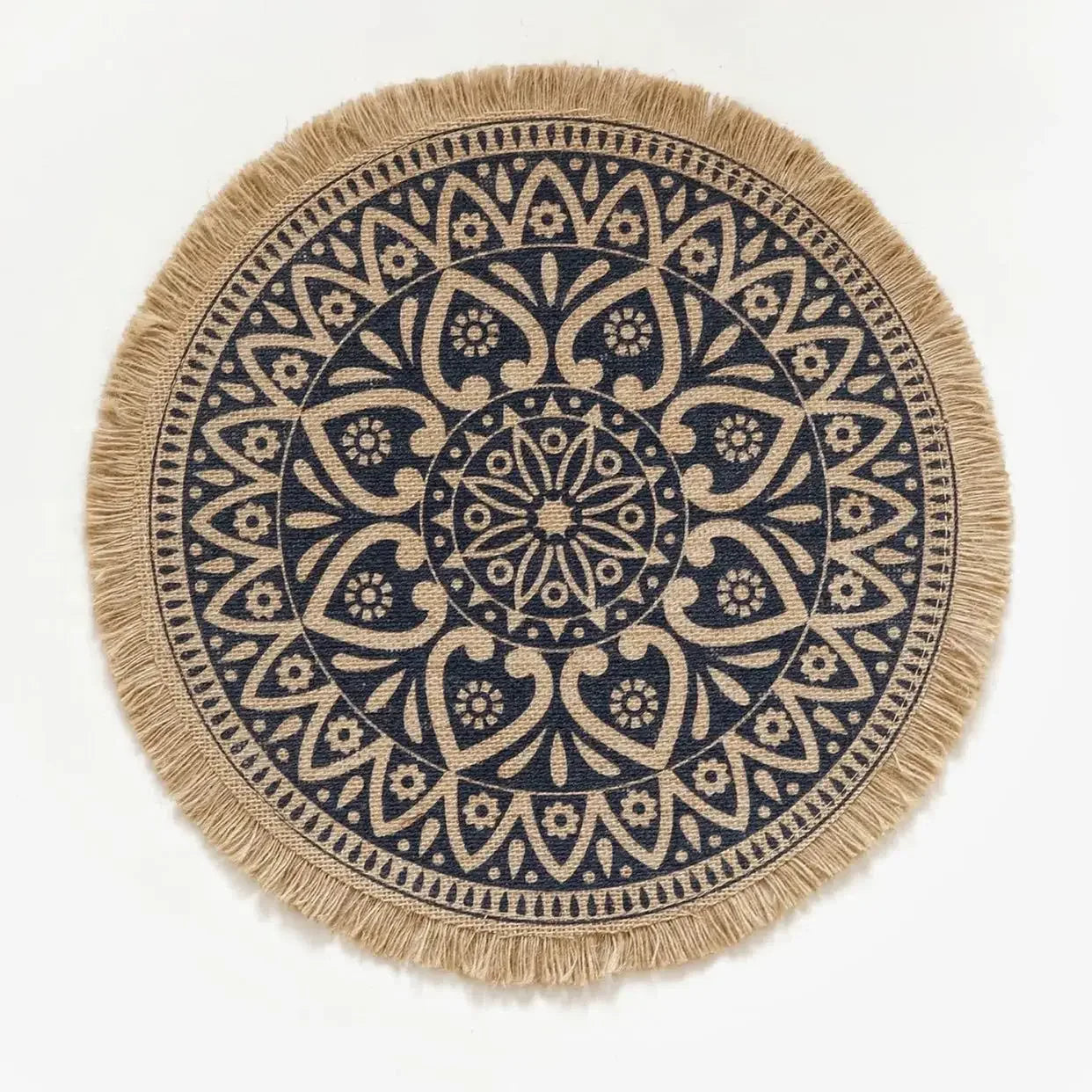 Jenny's Jute Burlap Woven Placemats with Fringe