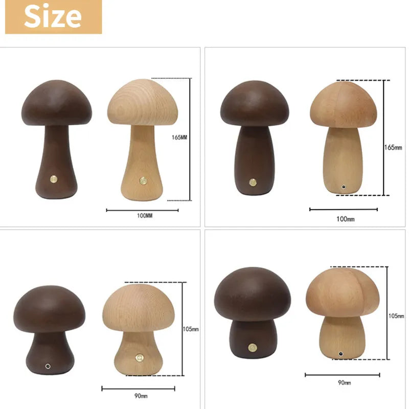 Cute Wooden Mushroom Lamp for Moody Atmosphere Vibes