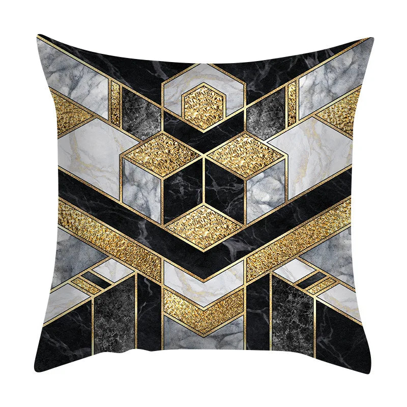 Beth's Abstract Marble Quicksand Gold Foil Pillows