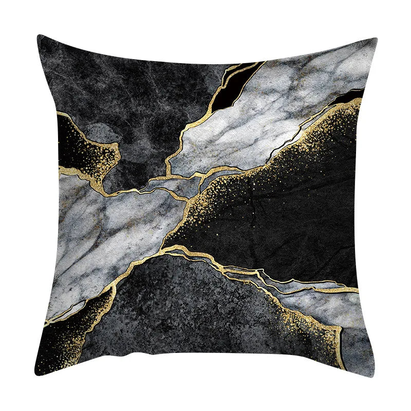 Beth's Abstract Marble Quicksand Gold Foil Pillows