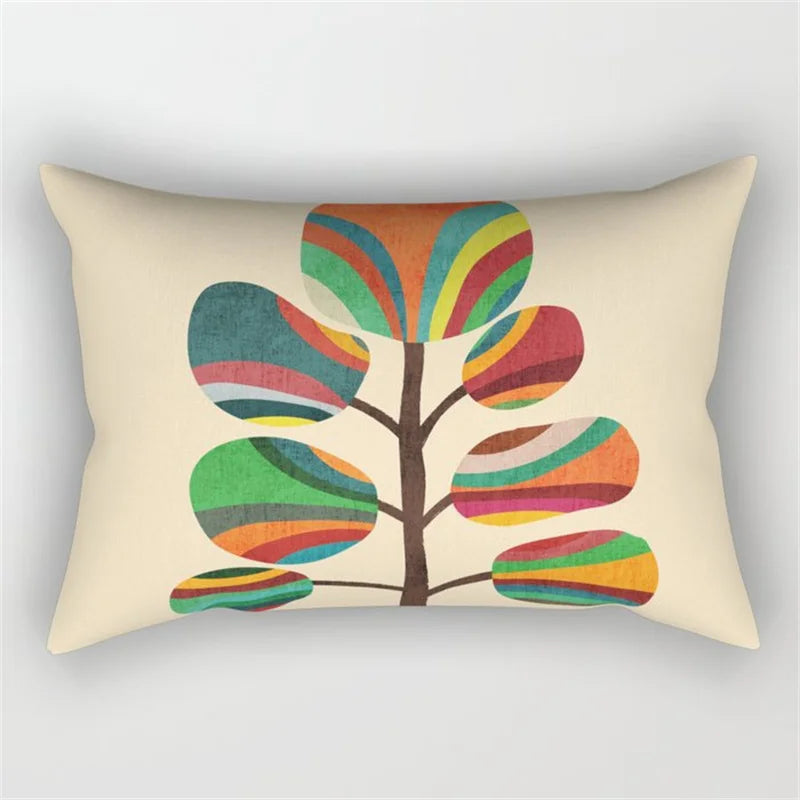 Geo's Fun Rainbow Abstract Bolster Pillows - Vibrant & Unique Decor