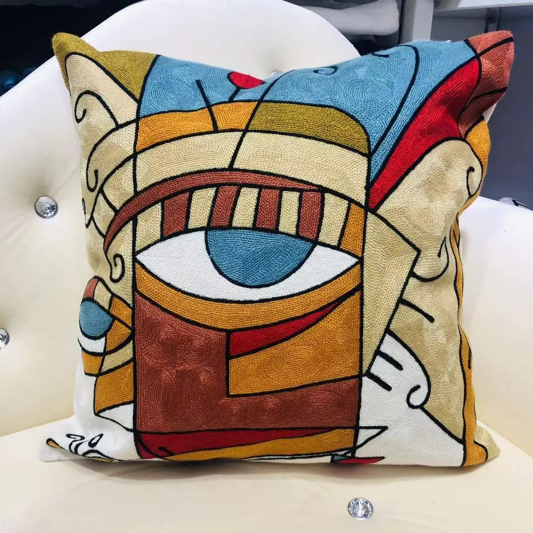 Finni's De Cojin Picasso Abstract Embroidered Pillow Cover