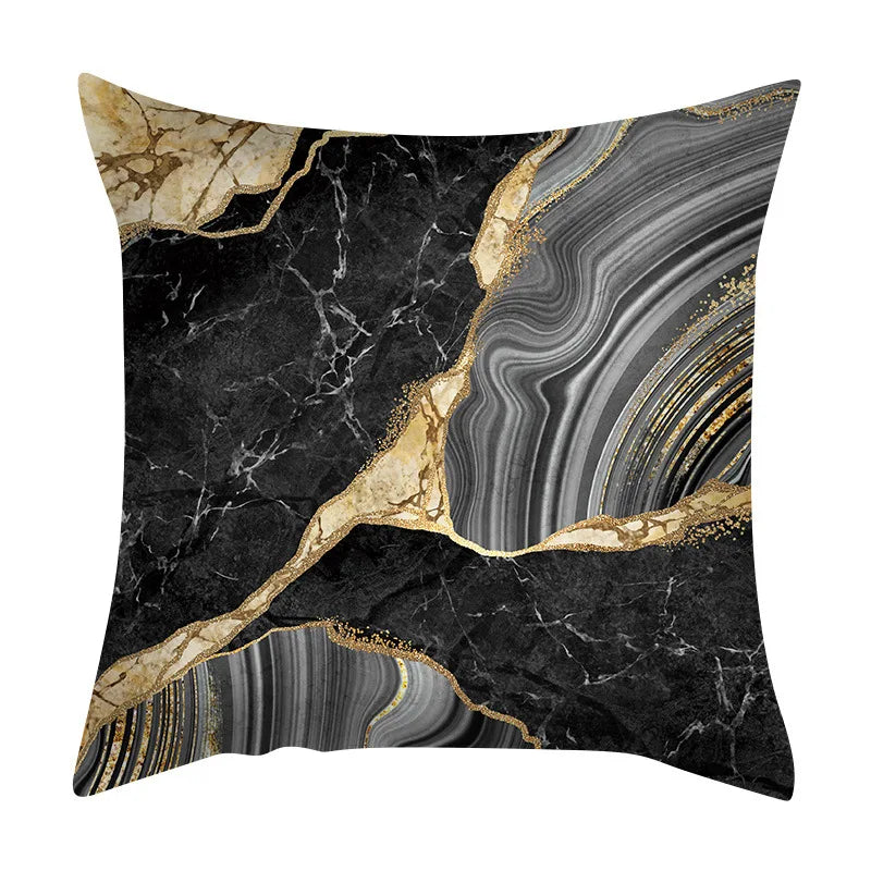 Beth's Abstract Marble Quicksand Gold Foil Pillows