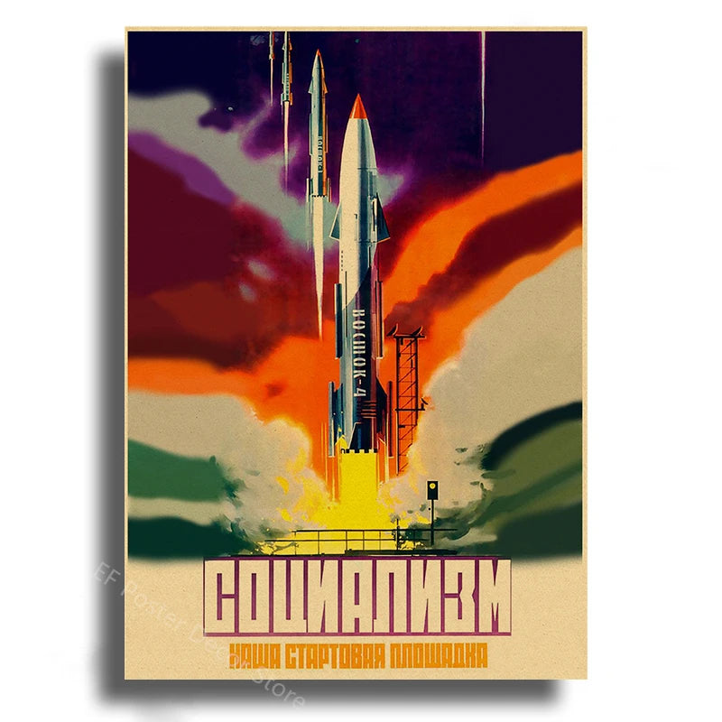 Steamer's Soviet Rocket Poster | Iconic Space Decor