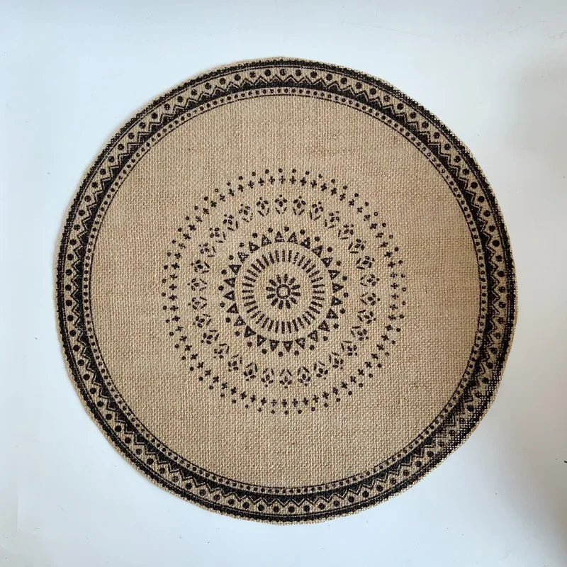 Jenny's Jute Burlap Woven Placemats with Fringe