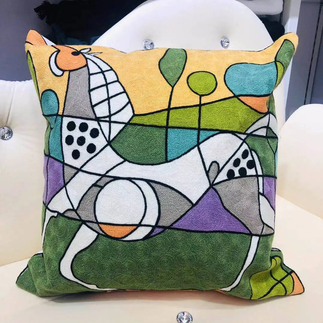 Finni's De Cojin Picasso Abstract Embroidered Pillow Cover