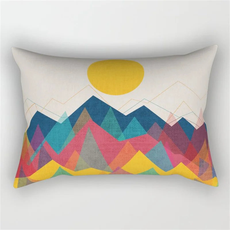 Geo's Fun Rainbow Abstract Bolster Pillows - Vibrant & Unique Decor