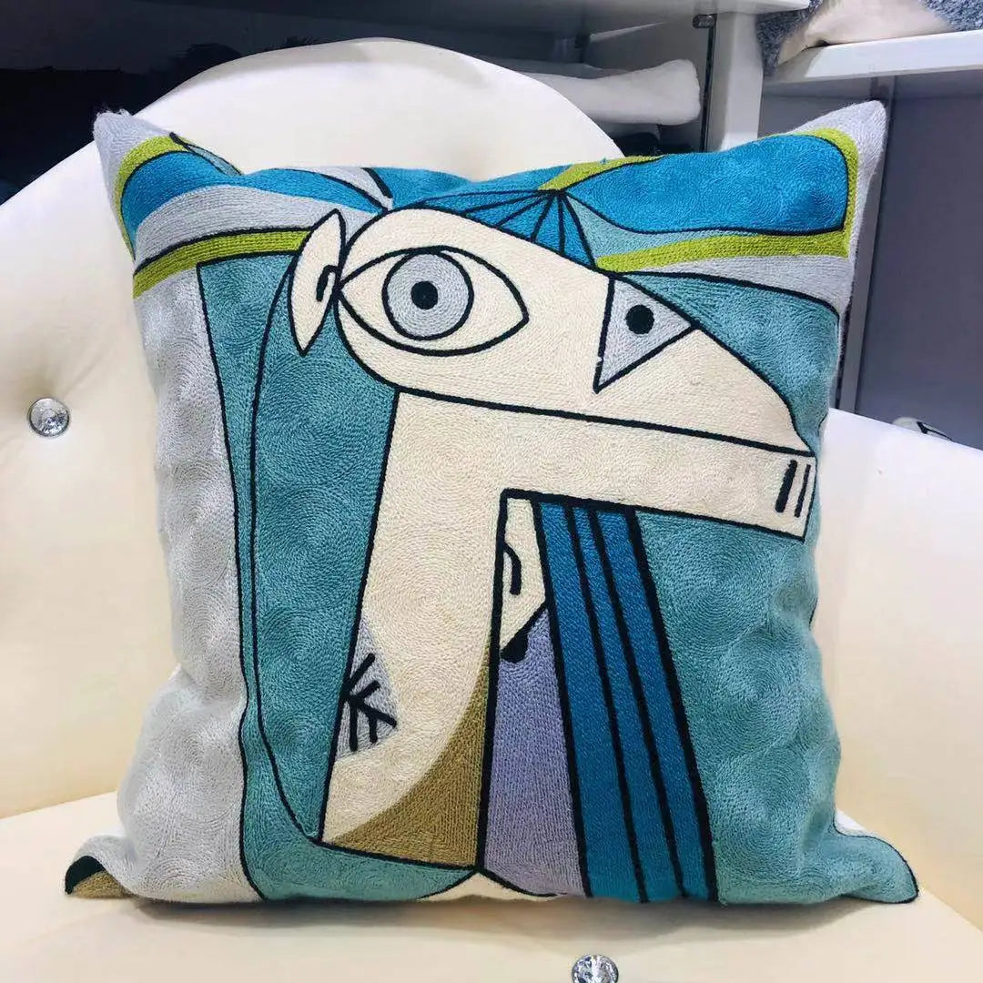 Finni's De Cojin Picasso Abstract Embroidered Pillow Cover
